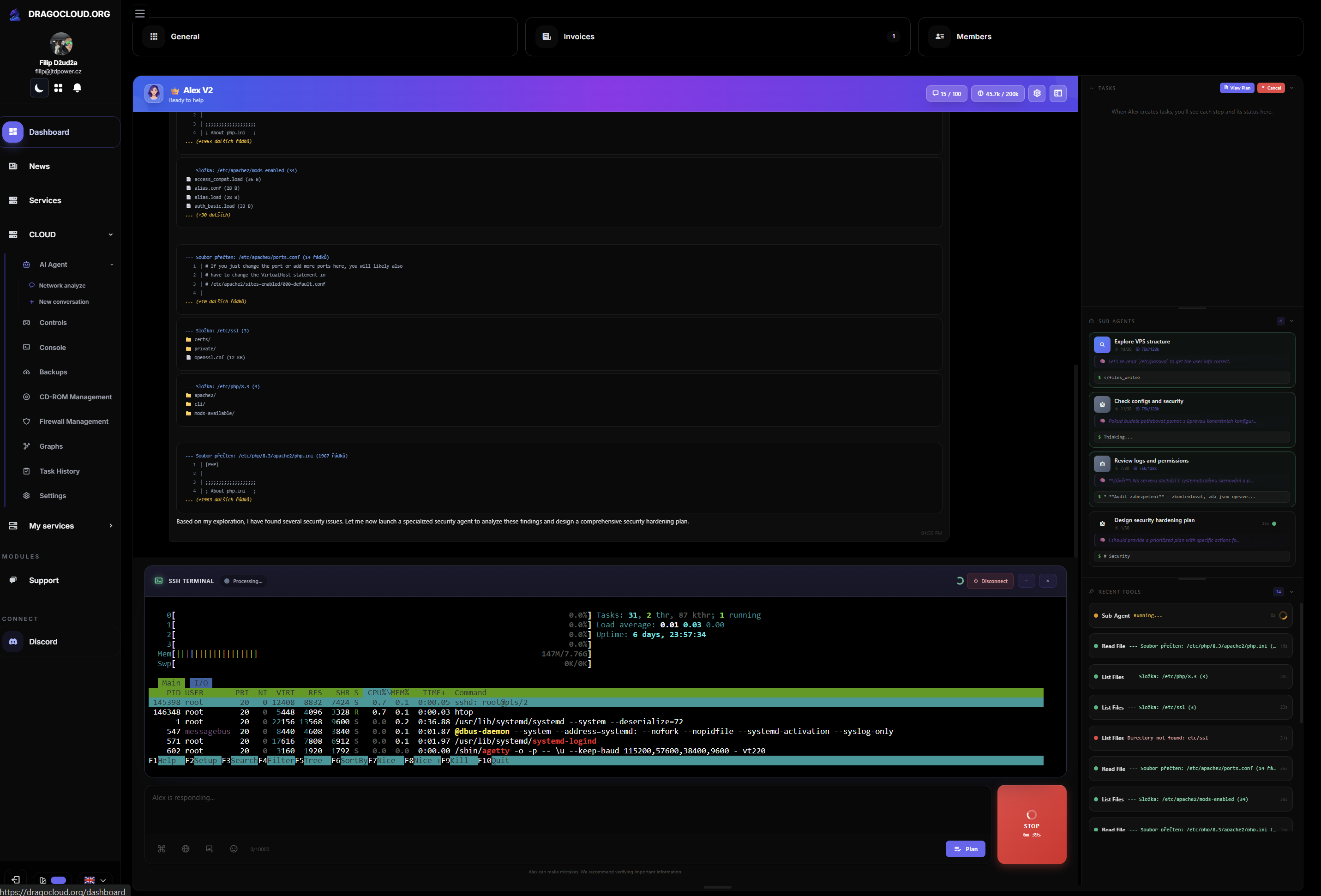 SSH Terminál a Analýza